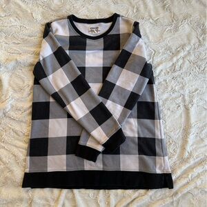 Lands' End Black and Gray Plaid Top